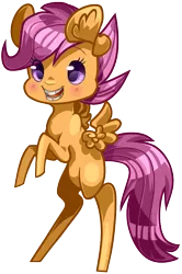 Size: 649x976 | Tagged: safe, artist:tidalwav-3, derpibooru import, scootaloo, chibi, raised hoof, solo