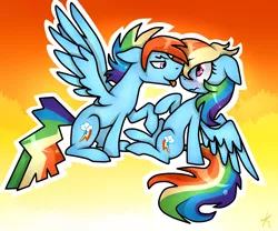 Size: 2400x2000 | Tagged: safe, artist:kikirdcz, derpibooru import, rainbow dash, blushing, dashblitz, female, high res, male, rainbow blitz, rule 63, self ponidox, selfcest, shipping, straight, tongue out