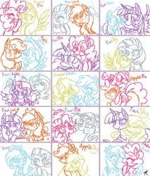 Size: 1851x2175 | Tagged: safe, artist:kikirdcz, derpibooru import, applejack, fluttershy, pinkie pie, rainbow dash, rarity, twilight sparkle, twilight sparkle (alicorn), alicorn, pony, all the ships, appledash, applepie, appleshy, combinations, female, flarity, flutterdash, flutterpie, lesbian, mare, omniship, pinkiedash, raridash, rarijack, rarilight, raripie, shipping, sketch, twidash, twijack, twinkie, twishy