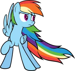 Size: 1976x1854 | Tagged: artist:zacatron94, black outlines, derpibooru import, frown, one wing out, rainbow dash, raised hoof, safe, simple background, solo, transparent background, vector, windswept mane