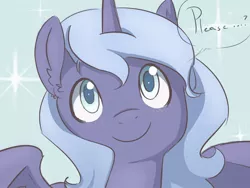 Size: 728x548 | Tagged: artist:theglassaddiction, cute, derpibooru import, filly, looking at you, lunabetes, princess luna, safe, smiling, solo, spread wings, woona