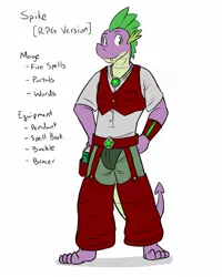 Size: 1280x1600 | Tagged: anthro, artist:fuzebox, book, clothes, derpibooru import, dragon, explicit source, mage, magic, older, older spike, pants, pendant, plantigrade anthro, rpg, safe, semi-anthro, shirt, solo, spike, teenaged dragon, teenager, teenage spike