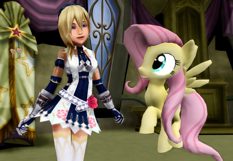 Size: 1300x900 | Tagged: 3d, artist:sadlonelylittlegirl, derpibooru import, fluttershy, kingdom hearts, mmd, namine, safe