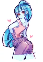 Size: 700x990 | Tagged: safe, artist:nitronic, derpibooru import, sonata dusk, equestria girls, rainbow rocks, ass, clothes, cute, female, hand on hip, heart, looking at you, off shoulder, ponytail, solo, sonata donk, sonatabetes
