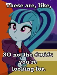 Size: 480x639 | Tagged: safe, derpibooru import, screencap, sonata dusk, equestria girls, rainbow rocks, blatant lies, image macro, jedi mind trick, meme, solo, star wars