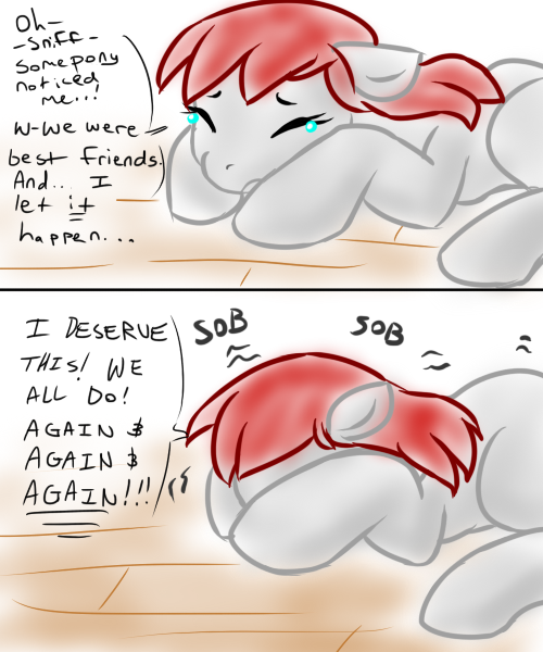 Size: 500x600 | Tagged: artist:jitterbugjive, ask, ask sunnytown, comic, crying, derpibooru import, oc, oc:mitta, safe, sniffing, sniffling, solo, story of the blanks, tumblr, unofficial characters only