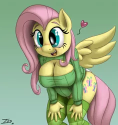 Size: 1075x1138 | Tagged: adorasexy, anthro, artist:zed001, big breasts, blushing, boob window, breasts, busty fluttershy, cleavage, clothes, cute, derpibooru import, female, fluttershy, heart, keyhole turtleneck, open-chest sweater, open mouth, panties, reflection, sexy, shyabetes, smiling, solo, solo female, stockings, suggestive, sweater, sweatershy, turtleneck, underwear, white underwear