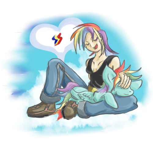 Size: 500x500 | Tagged: safe, artist:creudence, derpibooru import, rainbow dash, human, cloud, humanized, human ponidox, simple background, transparent background