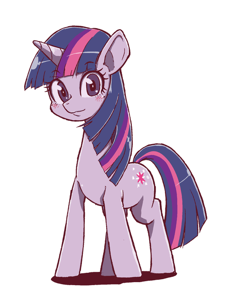 Size: 1500x1900 | Tagged: safe, artist:nazonazopowerfu, derpibooru import, twilight sparkle, pony, unicorn, blushing, cute, female, looking at you, mare, pixiv, simple background, smiling, solo, twiabetes, white background