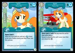 Size: 1280x917 | Tagged: artist:bonusjosh, artist:flash equestria photography, biplane, card, commission, derpibooru import, fake, mlp trading card game, oc, oc:spirit, safe, solo, unofficial characters only, wrench