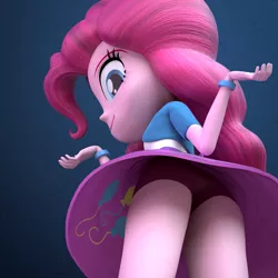 Size: 1920x1920 | Tagged: suggestive, artist:creatorofpony, derpibooru import, pinkie pie, equestria girls, 3d, blender, boyshorts, clothes, panties, pink underwear, skirt, underwear, upskirt