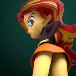 Size: 1920x1920 | Tagged: suggestive, artist:creatorofpony, derpibooru import, sunset shimmer, equestria girls, 3d, blender, clothes, commando, no panties, skirt, thighs, upskirt, upskirt fetish