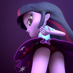 Size: 1920x1920 | Tagged: suggestive, artist:creatorofpony, derpibooru import, twilight sparkle, twilight sparkle (alicorn), equestria girls, 3d, blender, boyshorts, clothes, panties, purple underwear, skirt, underwear, upskirt