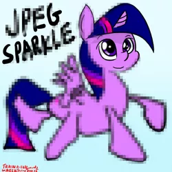 Size: 1000x1000 | Tagged: safe, artist:train wreck, deleted from derpibooru, derpibooru import, twilight sparkle, twilight sparkle (alicorn), alicorn, pony, female, mare, needs more jpeg, newbie artist training grounds, solo