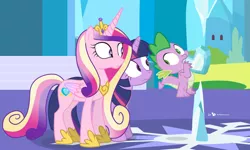 Size: 1000x600 | Tagged: safe, artist:dm29, derpibooru import, princess cadance, spike, twilight sparkle, twilight sparkle (alicorn), alicorn, pony, ask, crystal heart, episodes from the crystal empire, female, mare, nom, tasty empire, trio, tumblr