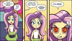 Size: 1120x642 | Tagged: source needed, useless source url, safe, derpibooru import, idw, fluttershy, equestria girls, spoiler:comic, spoiler:comicholiday2014, angry, destroy all enemies, eyes, fire, flame eyes, gamershy, meme origin, this will end in tears, video game, wingding eyes