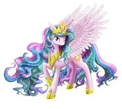 Size: 2000x1800 | Tagged: safe, artist:phoenixperegrine, derpibooru import, princess celestia, pony, chest fluff, female, looking at you, mare, pixiv, raised hoof, simple background, smiling, solo, spread wings, transparent background, wink