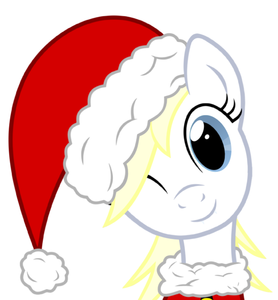 Size: 825x891 | Tagged: artist:anonymous, artist:leadhooves, artist:mamandil, christmas, christmas ponies, clothes, derpibooru import, edit, female, happy, hat, oc, oc:aryanne, safe, santa hat, simple background, smiling, snow, solo, transparent background, unofficial characters only, vector, white, wink