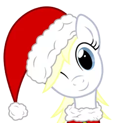 Size: 825x891 | Tagged: artist:anonymous, artist:leadhooves, artist:mamandil, christmas, christmas ponies, clothes, derpibooru import, edit, female, happy, hat, oc, oc:aryanne, safe, santa hat, simple background, smiling, snow, solo, transparent background, unofficial characters only, vector, white, wink