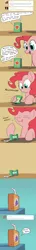 Size: 800x5600 | Tagged: safe, artist:askthejuicebox, artist:docwario, derpibooru import, pinkie pie, oc, oc:juice box, earth pony, pony, apple juice, comic, drinking, dying, grape juice, implied death, juice, juice box, masochism, pain, reincarnation, shadow, wat