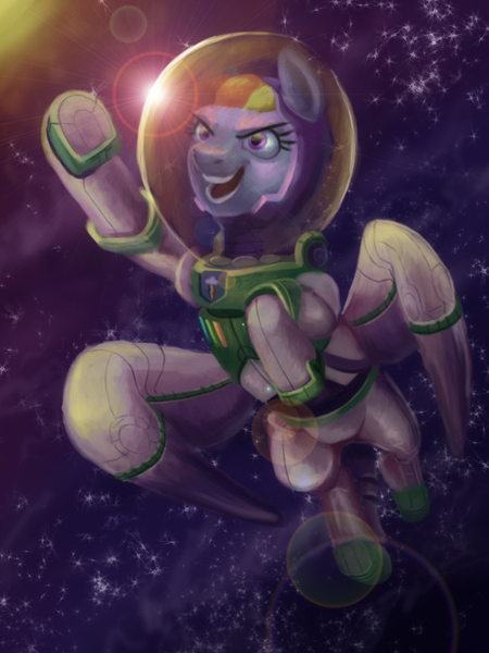 Size: 600x800 | Tagged: artist:gor1ck, astronaut, buzz lightyear, rainbow dash, safe, solo, spacesuit, toy story