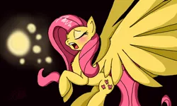 Size: 800x480 | Tagged: artist:kshame, derpibooru import, fluttershy, safe, singing, solo