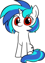 Size: 2000x2770 | Tagged: safe, artist:mythilas, artist:valcron, derpibooru import, vinyl scratch, pony, unicorn, cute, female, filly, high res, hooves, horn, looking at you, mare, red eyes, simple background, sitting, smiling, solo, transparent background, vector, vinylbetes, weapons-grade cute, younger