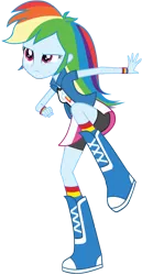 Size: 2000x3877 | Tagged: safe, artist:oathkeeper21, derpibooru import, rainbow dash, equestria girls, boots, clothes, compression shorts, high res, shoes, simple background, skirt, solo, transparent background, vector