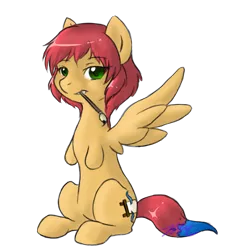 Size: 1462x1519 | Tagged: artist:karramon, derpibooru import, katawa shoujo, mouth hold, ponified, rin tezuka, safe, solo