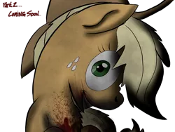 Size: 2048x1536 | Tagged: applejack, artist:birdivizer, blood, crazy face, derpibooru import, faic, grimdark, insanity, nose wrinkle, scrunchy face, snapplejack, solo