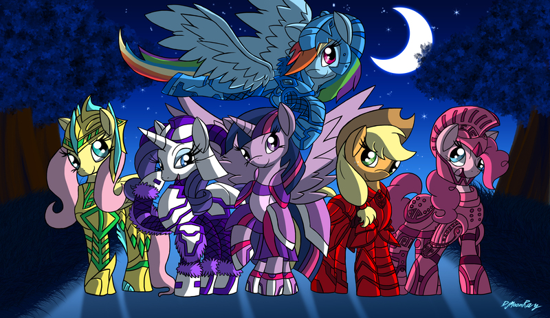 Size: 3504x2024 | Tagged: safe, artist:djmoonray, derpibooru import, applejack, fluttershy, pinkie pie, rainbow dash, rarity, twilight sparkle, twilight sparkle (alicorn), alicorn, pony, armor, female, mare, skyrim, the elder scrolls