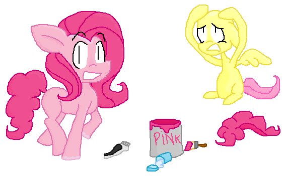 Size: 566x351 | Tagged: artist:fuzzlepuzzle, derpibooru import, fluttershy, pinkie pie, safe, shaved