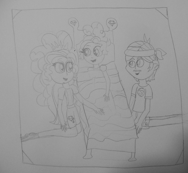 Size: 3720x3436 | Tagged: safe, artist:berrypunchrules, derpibooru import, adagio dazzle, captain planet, oc, equestria girls, background human, bedtime story, capdazzle, family, female, male, offspring, parent:adagio dazzle, parent:captain planet, parents:capdazzle, pencil drawing, shipping, straight, traditional art