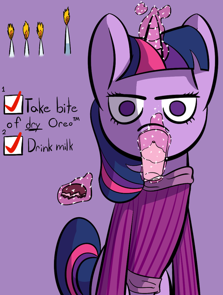 Size: 908x1200 | Tagged: artist:crashbrowns, derpibooru import, oreo, safe, solo, twilight sparkle