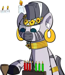 Size: 975x1134 | Tagged: artist:crashbrowns, derpibooru import, kwanzaa, safe, solo, zebra, zecora