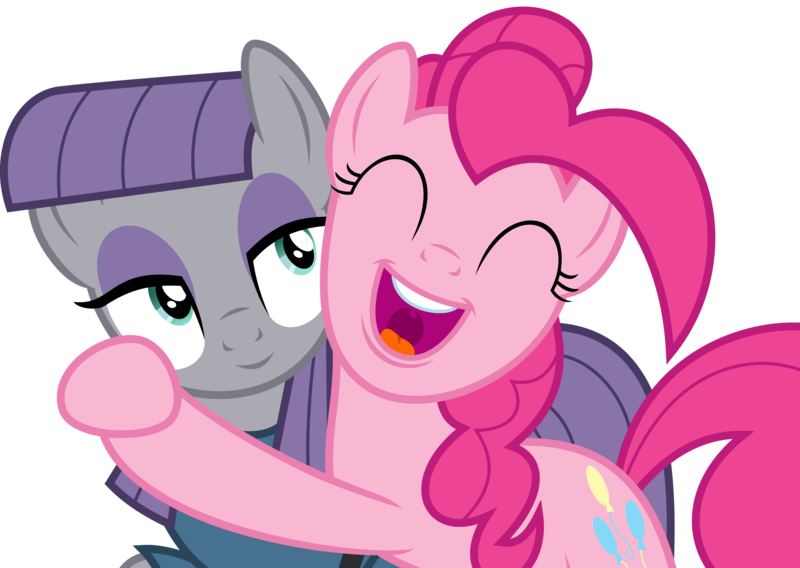 Size: 3729x2646 | Tagged: artist:camtwosix, derpibooru import, edit, grin, high res, hug, inverted mouth, maud pie, open mouth, pinkie pie, safe, simple background, smiling, transparent background, vector, when she smiles