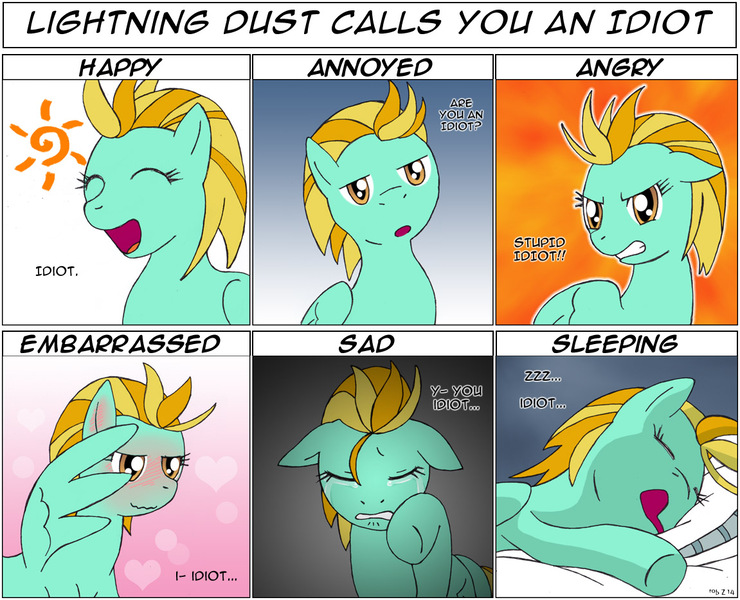 Size: 1151x933 | Tagged: safe, artist:adenyne, derpibooru import, lightning dust, pegasus, pony, :o, angry, annoyed, blushing, crying, cute, drool, embarrassed, expressions, eyes closed, floppy ears, glare, gritted teeth, happy, heart, idiot, looking at you, meme, open mouth, sad, sleeping, smiling, solo, tsundere, wavy mouth, wing hands, zzz