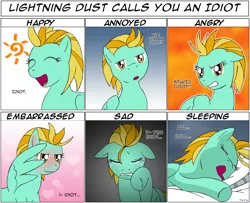 Size: 1151x933 | Tagged: safe, artist:adenyne, derpibooru import, lightning dust, pegasus, pony, :o, angry, annoyed, blushing, crying, cute, drool, embarrassed, expressions, eyes closed, floppy ears, glare, gritted teeth, happy, heart, idiot, looking at you, meme, open mouth, sad, sleeping, smiling, solo, tsundere, wavy mouth, wing hands, zzz