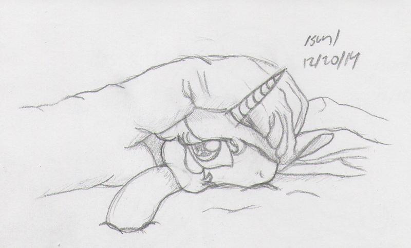 Size: 881x532 | Tagged: safe, artist:slash-sun-slash, derpibooru import, princess celestia, bed, blanket, celestiadoodle, cute, cutelestia, looking at you, monochrome, solo, traditional art