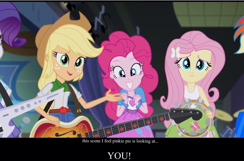 Size: 2048x1354 | Tagged: safe, derpibooru import, screencap, applejack, fluttershy, pinkie pie, rainbow dash, rarity, equestria girls, rainbow rocks, looking at you, stare into your soul