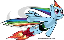 Size: 864x543 | Tagged: artist:foxdrew, astro boy, cosplay, crossover, derpibooru import, rainbow dash, safe, solo, watermark