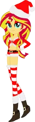 Size: 2423x8435 | Tagged: suggestive, artist:lunarina, derpibooru import, sunset shimmer, equestria girls, absurd resolution, bedroom eyes, belly button, boots, breasts, clothes, eyeshadow, female, hat, midriff, santa costume, santa hat, simple background, solo, solo female, thigh highs, transparent background, vector