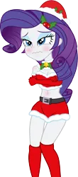 Size: 870x1985 | Tagged: safe, artist:bluse, derpibooru import, rarity, equestria girls, background removed, belly button, breasts, christmas, cleavage, clothes, evening gloves, female, holly, midriff, santa costume, sexy, show accurate, simple background, solo, transparent background