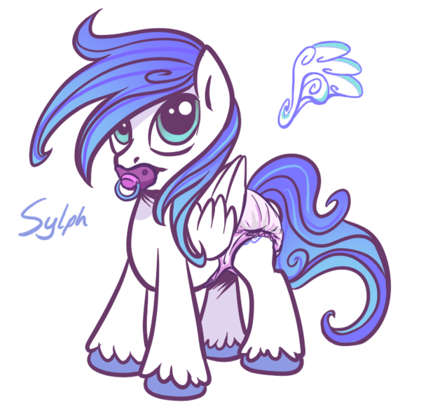 Size: 731x721 | Tagged: adult foal, artist:sylph-space, derpibooru import, diaper, diaper fetish, oc, oc:sylph space, pacifier, questionable, unofficial characters only