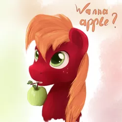 Size: 1294x1300 | Tagged: safe, artist:scootiebloom, derpibooru import, big macintosh, earth pony, pony, apple, male, solo, stallion