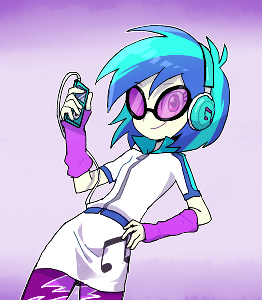 Size: 700x800 | Tagged: dead source, safe, artist:baekgup, derpibooru import, vinyl scratch, equestria girls, rainbow rocks, headphones, solo, sunglasses