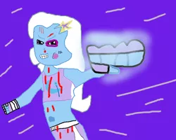 Size: 768x614 | Tagged: safe, artist:shafty817, derpibooru import, trixie, equestria girls, 1000 hours in ms paint, boxing, clothes, exeron fighters, exeron gloves, fight, fighter, fighting clothes, fighting game, midriff, ms paint, ponied up, pony ears, punch, shorts, tanktop, trixie punch