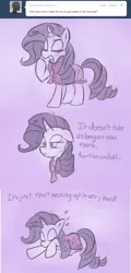 Size: 697x1452 | Tagged: artist:bambooharvester, ask, clothes, comic, derpibooru import, rarity, rarity replies, safe, sleeping, solo, tumblr