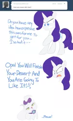 Size: 703x1167 | Tagged: artist:bambooharvester, ask, comic, derpibooru import, opalescence, rarity, rarity replies, safe, tumblr