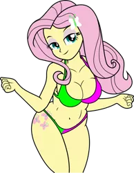 Size: 786x1015 | Tagged: source needed, useless source url, suggestive, artist:swagalicious-tony, artist:wojtekc4d, artist:worldofdimensions, derpibooru import, edit, fluttershy, equestria girls, bedroom eyes, belly button, bikini, breasts, busty fluttershy, cleavage, clothes, daily dose, female, leaning, simple background, solo, solo female, swimsuit, transparent background